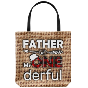 RobustCreative-Father of Mr Onederful  1st Birthday Boy Buffalo Plaid Tote Bag Gift Idea