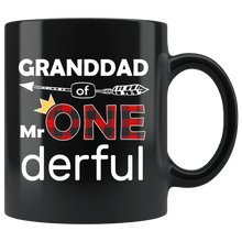Load image into Gallery viewer, RobustCreative-Granddad of Mr Onederful Crown 1st Birthday Buffalo Plaid Black 11oz Mug Gift Idea

