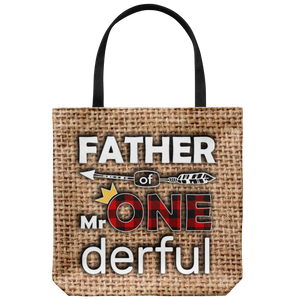 RobustCreative-Father of Mr Onederful Crown 1st Birthday Boy Buffalo Plaid Tote Bag Gift Idea