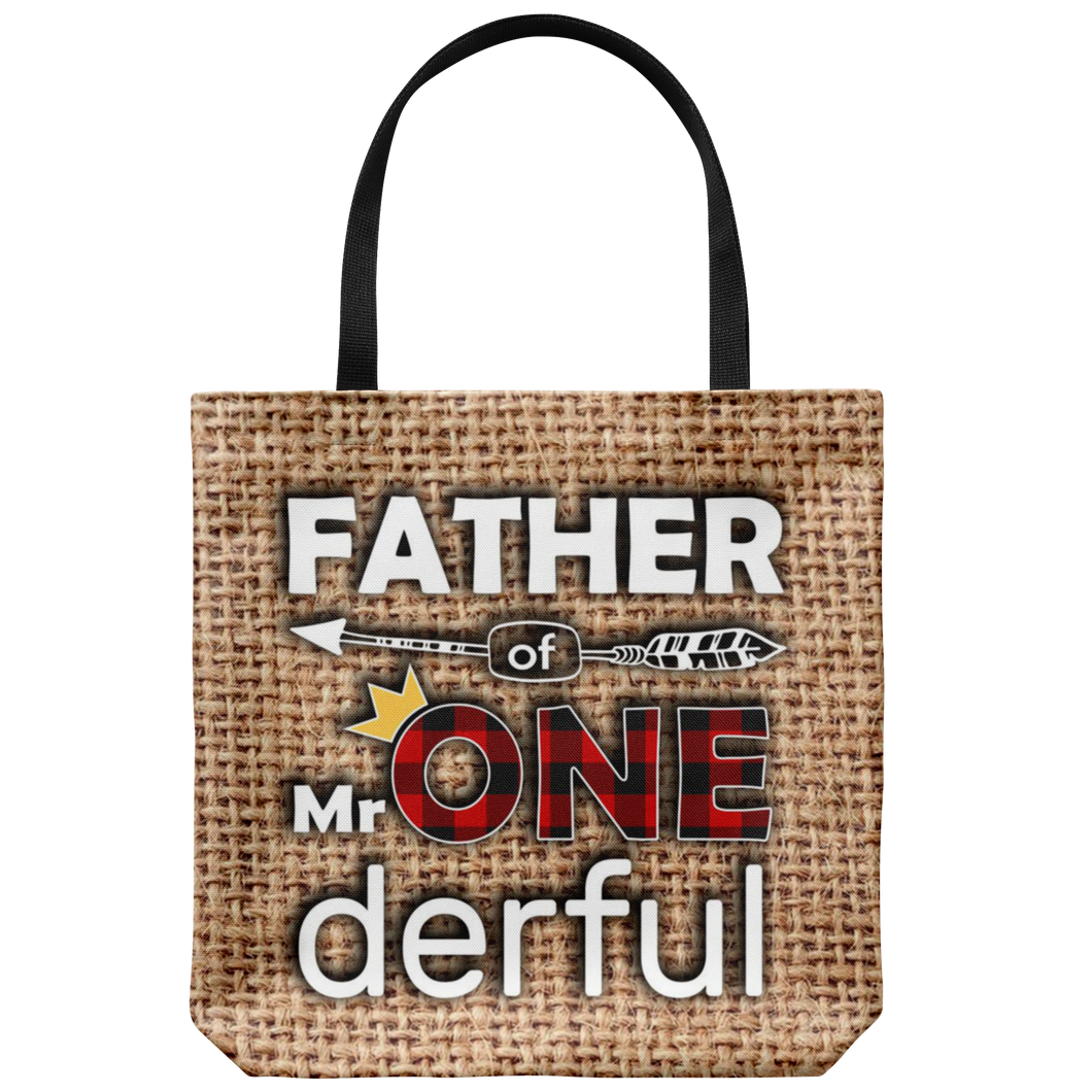RobustCreative-Father of Mr Onederful Crown 1st Birthday Boy Buffalo Plaid Tote Bag Gift Idea