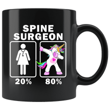 Load image into Gallery viewer, RobustCreative-Spine Surgeon Dabbing Unicorn 20 80 Principle Superhero Girl Womens - 11oz Black Mug Medical Personnel Gift Idea
