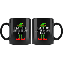 Load image into Gallery viewer, RobustCreative-Im The Sister In Law Elf Matching Family Christmas - 11oz Black Mug Christmas group green pjs costume Gift Idea
