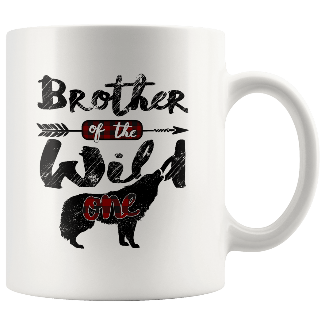 RobustCreative-Strong Brother of the Wild One Wolf 1st Birthday Wolves - 11oz White Mug wolves lover animal spirit Gift Idea