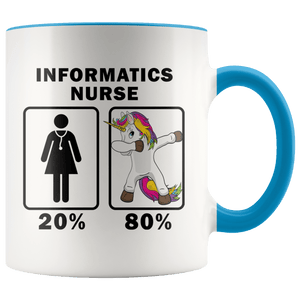 RobustCreative-Informatics Nurse Dabbing Unicorn 80 20 Principle Superhero Girl Womens - 11oz Accent Mug Medical Personnel Gift Idea