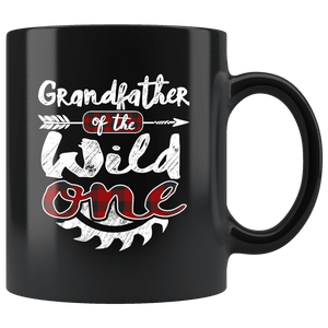RobustCreative-Grandfather of the Wild One Lumberjack Woodworker - 11oz Black Mug Sawdust Glitter is mans glitter Gift Idea