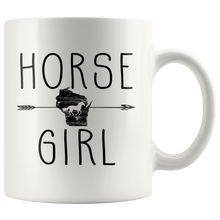 Load image into Gallery viewer, RobustCreative-Wisconsin Horse Girl Gifts Wisconsinite Shape Country for women - 11oz White Mug Riding Lover Gift Idea
