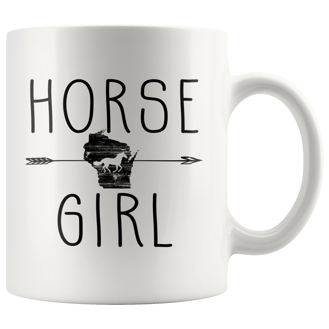 RobustCreative-Wisconsin Horse Girl Gifts Wisconsinite Shape Country for women - 11oz White Mug Riding Lover Gift Idea