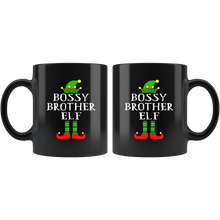 Load image into Gallery viewer, RobustCreative-Im The Bossy Brother Elf Family Matching Outfits PJ - 11oz Black Mug Christmas group green pjs costume Gift Idea
