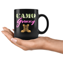 Load image into Gallery viewer, RobustCreative-Granny Military Boots Camo Hard Charger Camouflage - Military Family 11oz Black Mug Deployed Duty Forces support troops CONUS Gift Idea - Both Sides Printed
