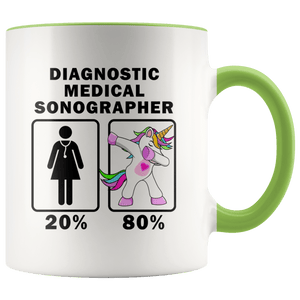 RobustCreative-Diagnostic Medical Sonographer Dabbing Unicorn 20 80 Principle Superhero Girl Womens - 11oz Accent Mug Medical Personnel Gift Idea