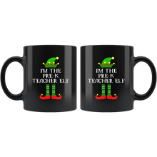 Load image into Gallery viewer, RobustCreative-Im The Pre-K Teacher Elf Christmas Teaching&#39;s - 11oz Black Mug I Just Really Like to Teach Cute Tiny Humans Gift Idea
