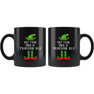 RobustCreative-Im The Pre-K Teacher Elf Christmas Teaching's - 11oz Black Mug I Just Really Like to Teach Cute Tiny Humans Gift Idea