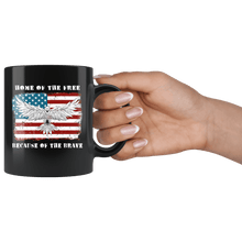 Load image into Gallery viewer, RobustCreative-Eagle Mullet American Flag Home of the Free 4th of July USA - Military Family 11oz Black Mug Deployed Duty Forces support troops CONUS Gift Idea - Both Sides Printed
