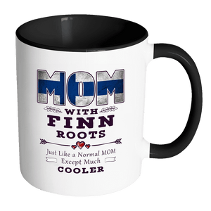 RobustCreative-Best Mom Ever with Finn Roots - Finland Flag 11oz Funny Black & White Coffee Mug - Mothers Day Independence Day - Women Men Friends Gift - Both Sides Printed (Distressed)