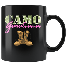 Load image into Gallery viewer, RobustCreative-Grandmama Military Boots Camo Hard Charger Camouflage - Military Family 11oz Black Mug Deployed Duty Forces support troops CONUS Gift Idea - Both Sides Printed
