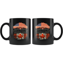 Load image into Gallery viewer, RobustCreative-Canadian Roots American Grown Fathers Day Gift - Canadian Pride 11oz Funny Black Coffee Mug - Real Canada Hero Flag Papa National Heritage - Friends Gift - Both Sides Printed
