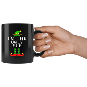 RobustCreative-Im The Ugly Elf Matching Family Christmas - 11oz Black Mug Christmas group green pjs costume Gift Idea