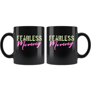 RobustCreative-Fearless Mommy Camo Hard Charger Veterans Day - Military Family 11oz Black Mug Retired or Deployed support troops Gift Idea - Both Sides Printed