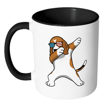 Load image into Gallery viewer, RobustCreative-Dabbing Beagle Dog America Flag - Patriotic Merica Murica Pride - 4th of July USA Independence Day - 11oz Black &amp; White Funny Coffee Mug Women Men Friends Gift ~ Both Sides Printed
