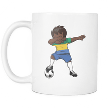 Load image into Gallery viewer, RobustCreative-Dabbing Soccer Boy Gabon Gabonese Libreville Gifts National Soccer Tournament Game 11oz White Coffee Mug ~ Both Sides Printed
