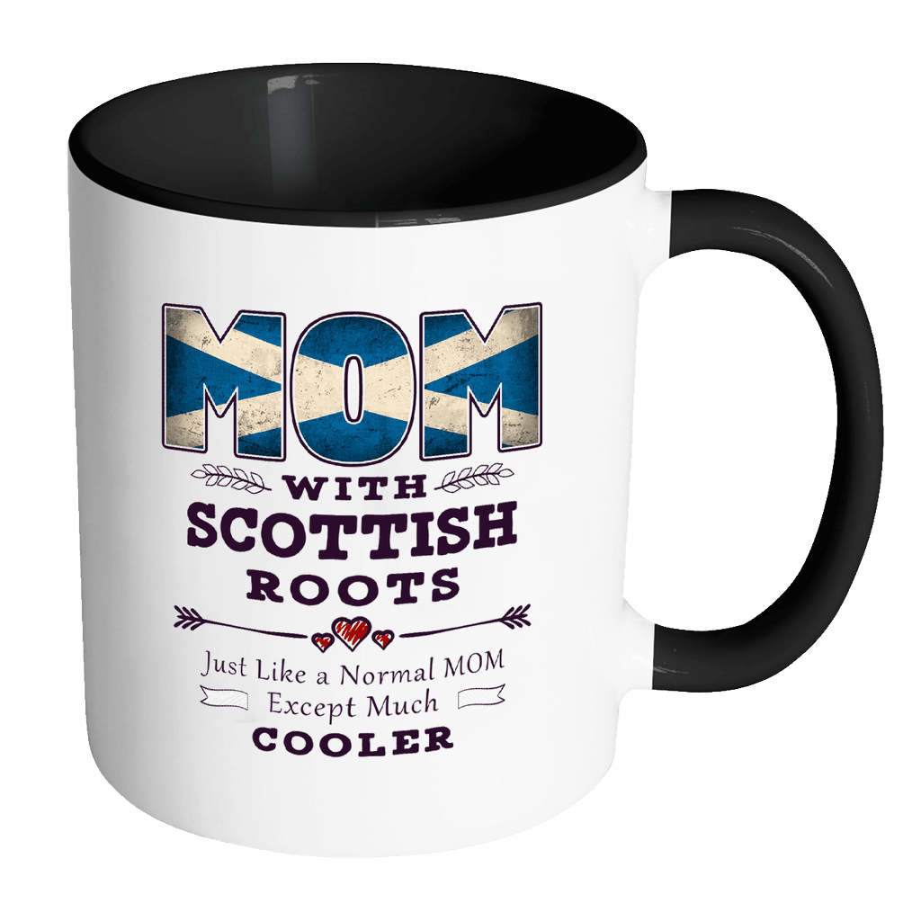 RobustCreative-Best Mom Ever with Scottish Roots - Scotland Flag 11oz Funny Black & White Coffee Mug - Mothers Day Independence Day - Women Men Friends Gift - Both Sides Printed (Distressed)
