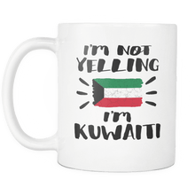 Load image into Gallery viewer, RobustCreative-I&#39;m Not Yelling I&#39;m Kuwaiti Flag - Kuwait Pride 11oz Funny White Coffee Mug - Coworker Humor That&#39;s How We Talk - Women Men Friends Gift - Both Sides Printed (Distressed)
