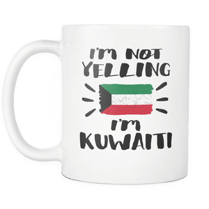RobustCreative-I'm Not Yelling I'm Kuwaiti Flag - Kuwait Pride 11oz Funny White Coffee Mug - Coworker Humor That's How We Talk - Women Men Friends Gift - Both Sides Printed (Distressed)
