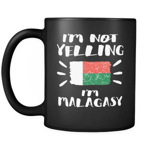 RobustCreative-I'm Not Yelling I'm Malagasy Flag - Madagascar Pride 11oz Funny Black Coffee Mug - Coworker Humor That's How We Talk - Women Men Friends Gift - Both Sides Printed (Distressed)