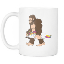 Load image into Gallery viewer, RobustCreative-Bigfoot Sasquatch Carrying Unicorn - I Believe I&#39;m a Believer - No Yeti Humanoid Monster - 11oz White Funny Coffee Mug Women Men Friends Gift ~ Both Sides Printed

