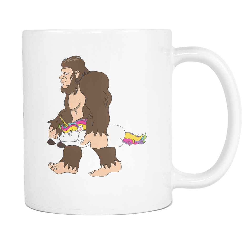 RobustCreative-Bigfoot Sasquatch Carrying Unicorn - I Believe I'm a Believer - No Yeti Humanoid Monster - 11oz White Funny Coffee Mug Women Men Friends Gift ~ Both Sides Printed