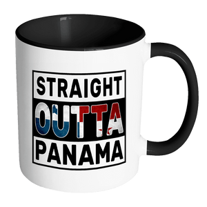RobustCreative-Straight Outta Panama - Panamanian Flag 11oz Funny Black & White Coffee Mug - Independence Day Family Heritage - Women Men Friends Gift - Both Sides Printed (Distressed)
