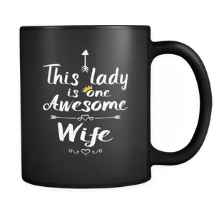 RobustCreative-One Awesome Wife - Birthday Gift 11oz Funny Black Coffee Mug - Mothers Day B-Day Party - Women Men Friends Gift - Both Sides Printed (Distressed)