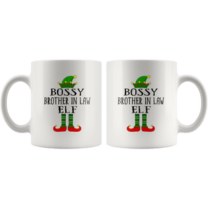 RobustCreative-Im The Bossy Brother In Law Elf Family Matching Outfits PJ - 11oz White Mug Christmas group green pjs costume Gift Idea