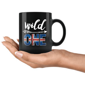 RobustCreative-Iceland Wild One Birthday Outfit 1 Icelander Flag Black 11oz Mug Gift Idea