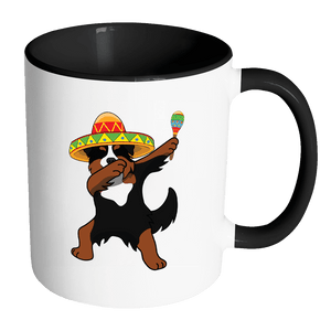 RobustCreative-Dabbing Bernese Mountain Dog Dog in Sombrero - Cinco De Mayo Mexican Fiesta - Dab Dance Mexico Party - 11oz Black & White Funny Coffee Mug Women Men Friends Gift ~ Both Sides Printed