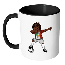 Load image into Gallery viewer, RobustCreative-Dabbing Soccer Boy Peru Peruvian Lima Gifts National Soccer Tournament Game 11oz Black &amp; White Coffee Mug ~ Both Sides Printed
