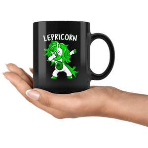 RobustCreative-Lepricorn Dabbing Unicorn Leprechaun St Pattys Day - 11oz Black Mug lucky paddys pattys day Gift Idea