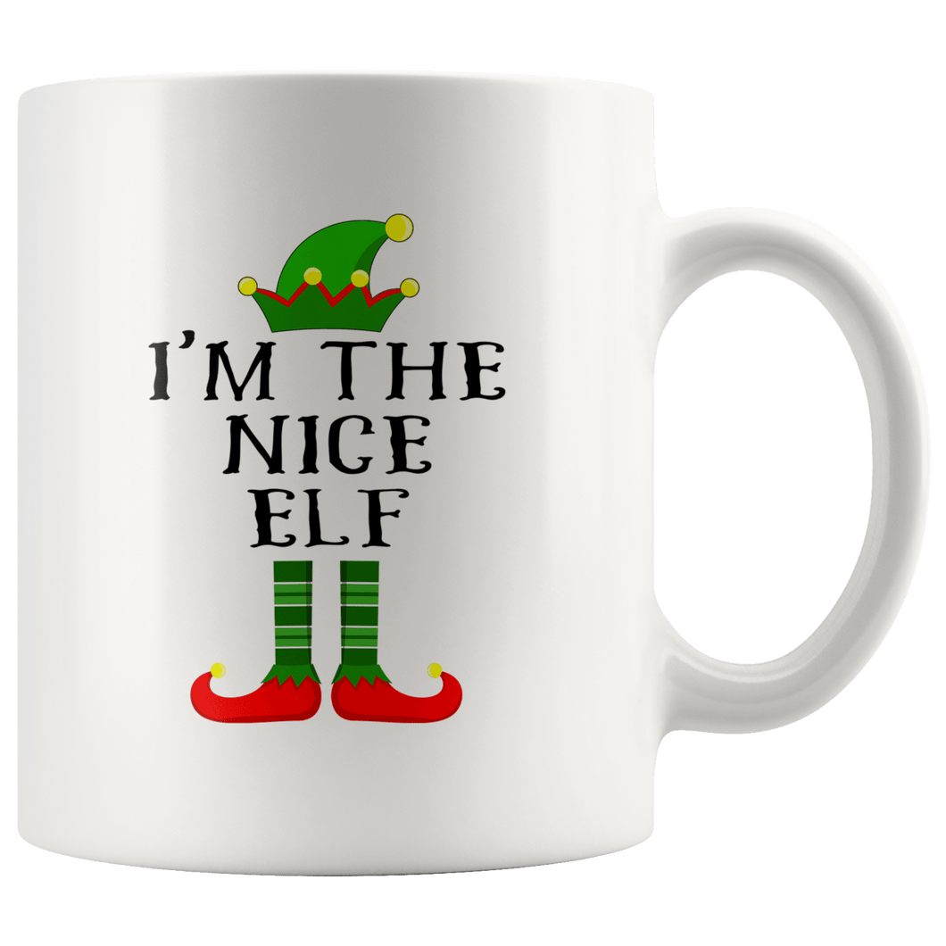 RobustCreative-Im The Nice Elf Matching Family Christmas - 11oz White Mug Christmas group green pjs costume Gift Idea