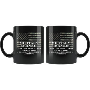 RobustCreative-Military Grannie Just Like Normal Family Camo Flag - Military Family 11oz Black Mug Deployed Duty Forces support troops CONUS Gift Idea - Both Sides Printed