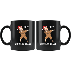 RobustCreative-Llama Dabbing Santa Hipster Glasses Sexy Beast Alpaca Lover Cute - 11oz Black Mug Christmas gift idea Gift Idea