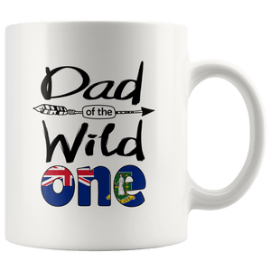 RobustCreative-White Virgin Islander Dad of the Wild One Birthday British Virgin Islands Flag White 11oz Mug Gift Idea