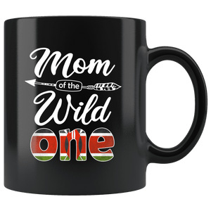 RobustCreative-Kenyan Mom of the Wild One Birthday Kenya Flag Black 11oz Mug Gift Idea