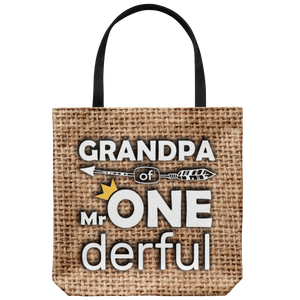 RobustCreative-Grandpa of Mr Onederful Crown 1st Birthday Boy Im One Outfit Tote Bag Gift Idea