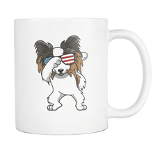 Load image into Gallery viewer, RobustCreative-Dabbing Papillon Dog America Flag - Patriotic Merica Murica Pride - 4th of July USA Independence Day - 11oz White Funny Coffee Mug Women Men Friends Gift ~ Both Sides Printed
