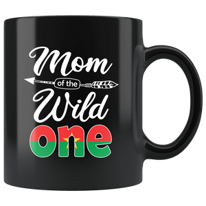 RobustCreative-Burkinabe Mom of the Wild One Birthday Burkina Faso Flag Black 11oz Mug Gift Idea