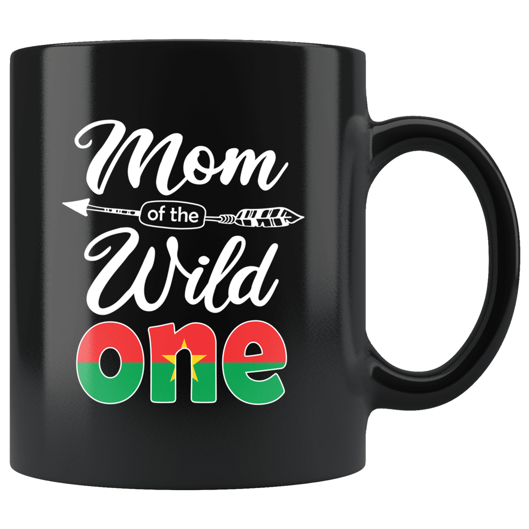 RobustCreative-Burkinabe Mom of the Wild One Birthday Burkina Faso Flag Black 11oz Mug Gift Idea