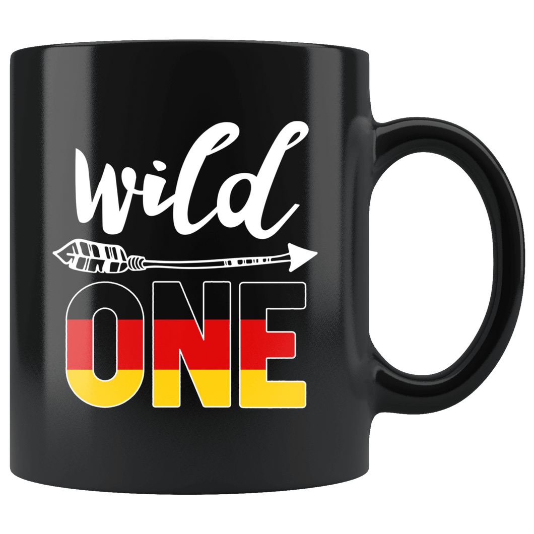RobustCreative-Germany, Deutschland Wild One Birthday Outfit 1 German Flag Black 11oz Mug Gift Idea