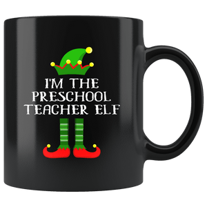 RobustCreative-Im The Preschool Teacher Elf Christmas Teaching's - 11oz Black Mug I Just Really Like to Teach Cute Tiny Humans Gift Idea