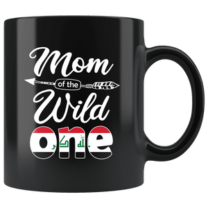 RobustCreative-Iraqi Mom of the Wild One Birthday Iraq Flag Black 11oz Mug Gift Idea