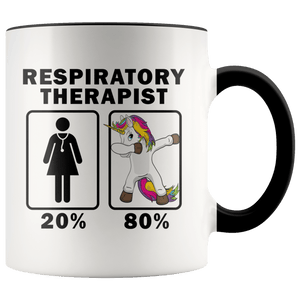 RobustCreative-Respiratory Therapist Dabbing Unicorn 80 20 Principle Superhero Girl Womens - 11oz Accent Mug Medical Personnel Gift Idea